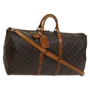 LOUIS VUITTON Monogram Keepall Bandouliere 55 Boston Bag M41414 LV Auth 132673